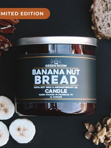 Limited edition Banana Nut Bread candle with pecans, banana slices and walnuts