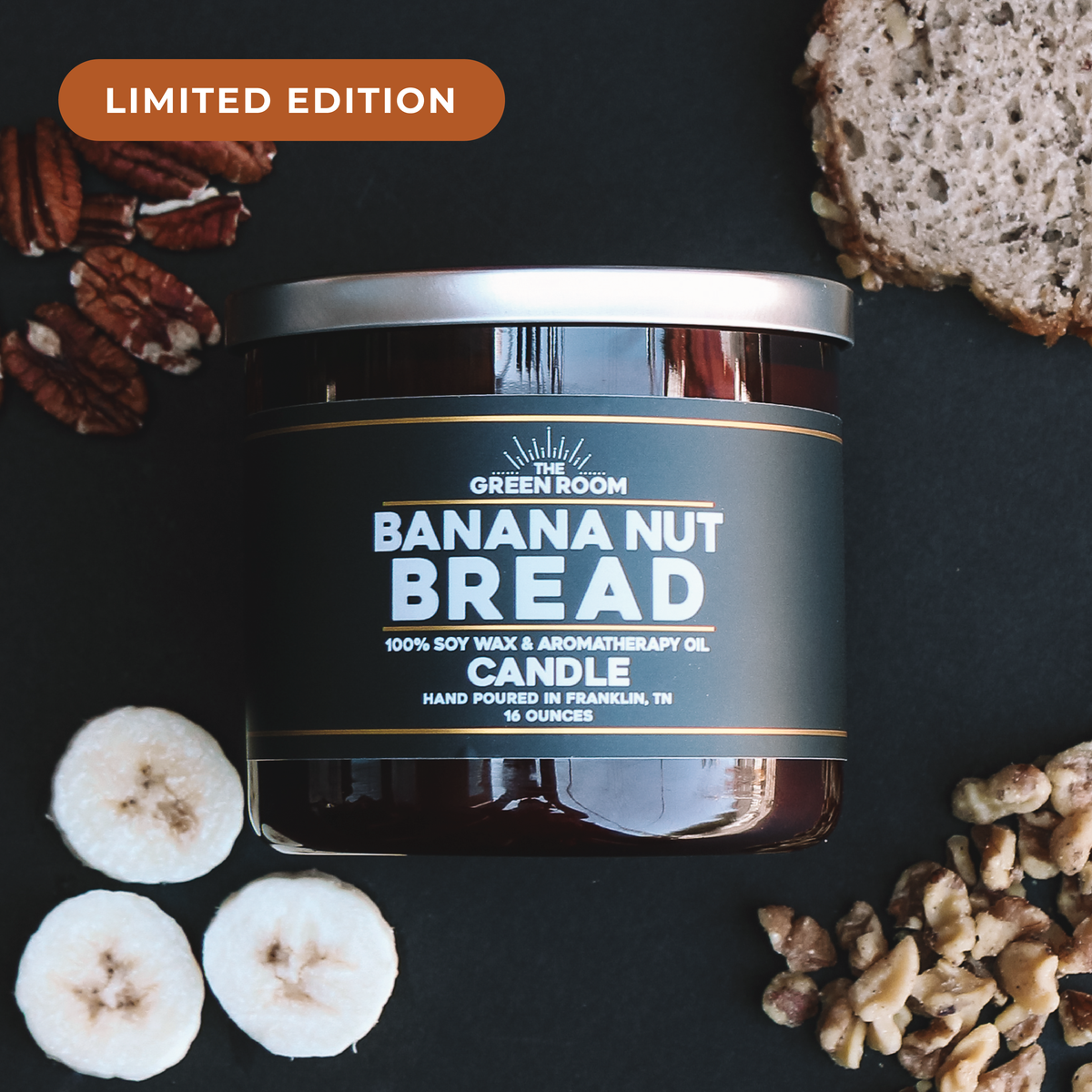 Banana Nut Bread Candle - 16 oz | 100% Soy Wax | The Green Room