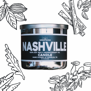 Illustration of the Nashville candle jar with botanical doodles